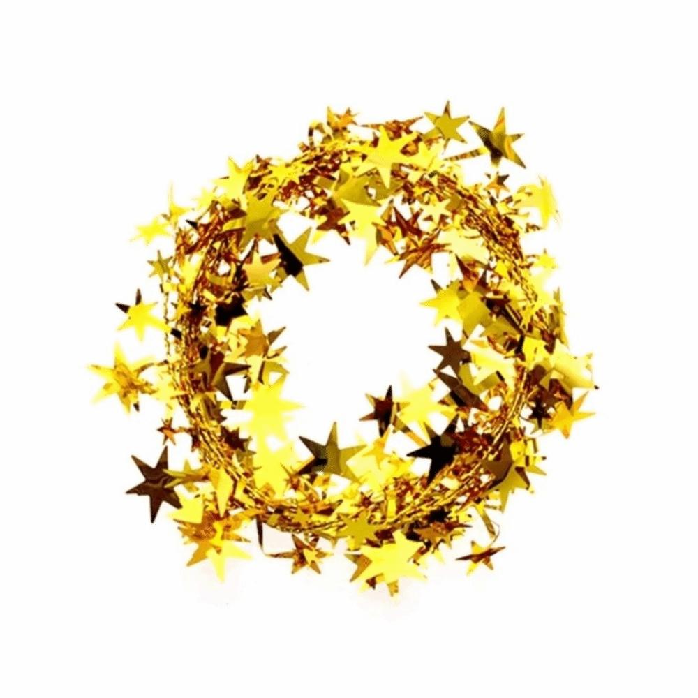Glitter Finish Christmas Star Decoration Five-Pointed Star Wire Star Garland Christmas Party