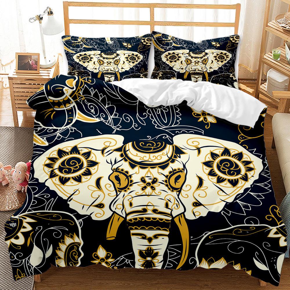 Abstract animal three-piece bedding 3D digital printing quilt set