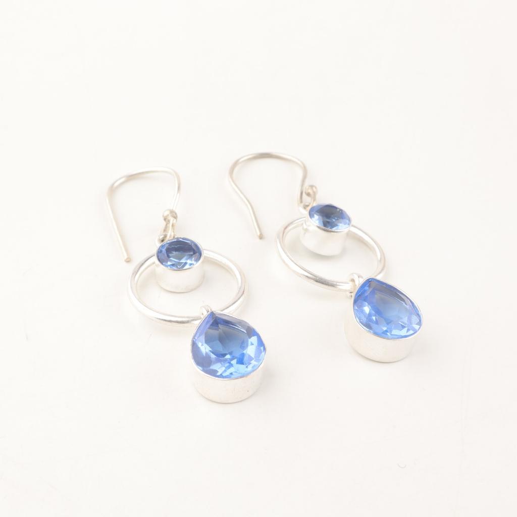 Натуральный камень Танзанит Ювелирные изделия из серебра 925 пробы Серьги ручной работы 2,0" EE-140-15