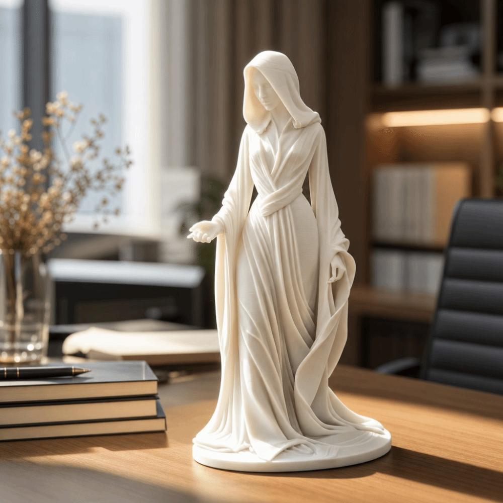Dark Aesthetic Goddess Sculpture 3D Printed Desktop Ornaments Retro Cloak Woman Statue Home Decor