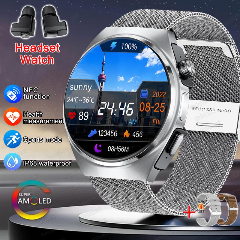 Наушники Умные Часы Для Android iOS С Наушниками TWS Звонки Bluetooth 2 в 1 Наушники Пульс Кислород в Крови Спорт Умные Часы NFC