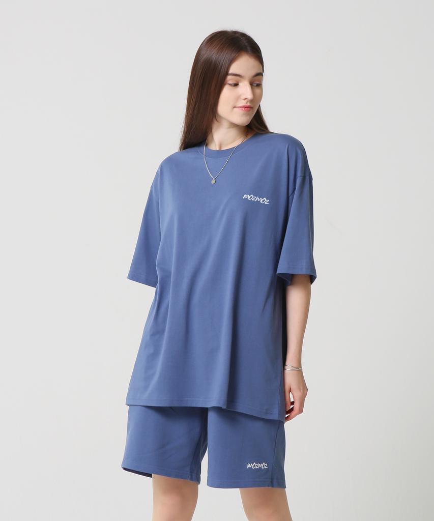 MOZMOZ [Set] 5-Color Color Chip Oversized Short Sleeve Shorts Training Set Plus Size