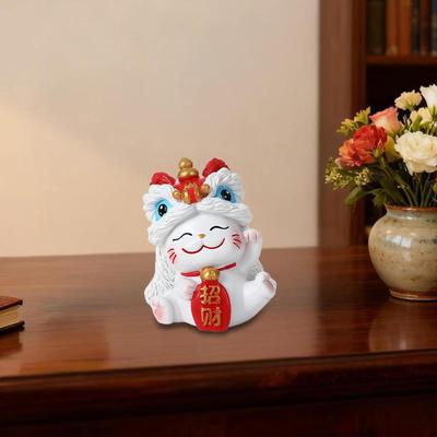 Миниатюрная фигурка Счастливого Кота, Скульптура Животного, Художественные Ремесла, Декоративное Настольное Украшение, Маленькая Статуэтка
