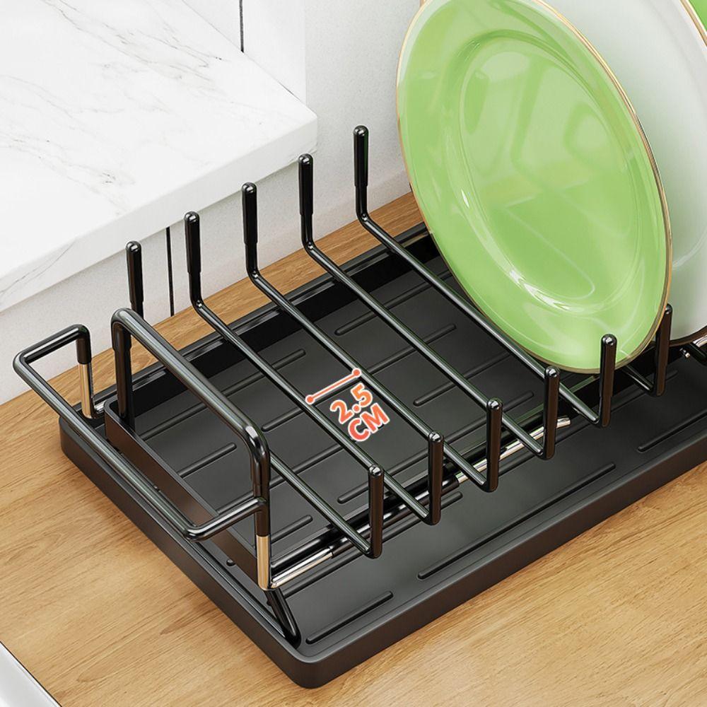 Компактная настольная сушилка для посуды с выдвижным поддоном, стойка для хранения посуды, раковина