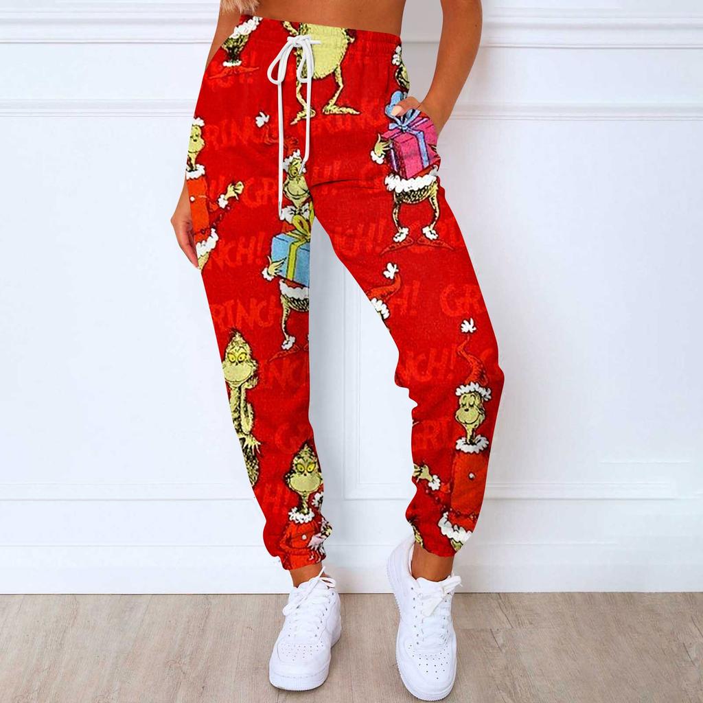 Женские модные спортивные повседневные спортивные штаны с карманами и шнурком с принтом