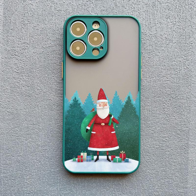 Роскошные мультяшные рождественские чехлы для телефона для IPhone 11 12 13 Mini Pro Max 14 15 16 Pro Max Plus XS XR X Простой ударопрочный чехол Санта
