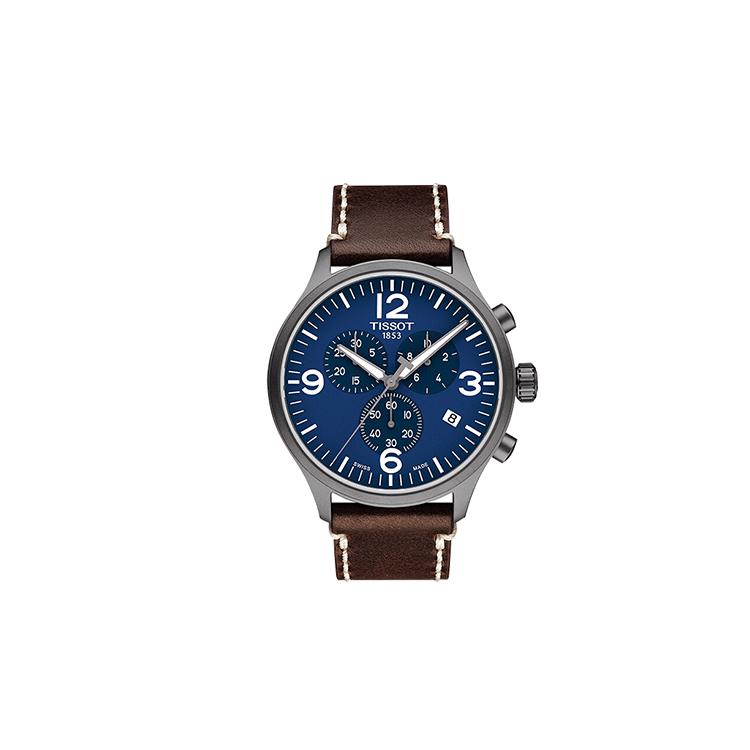 Tissot Soko Collection Мужские кварцевые часы Часы 45 мм Синий циферблат Корпус из нержавеющей стали Кожаный ремешок T116.617.36.047.00