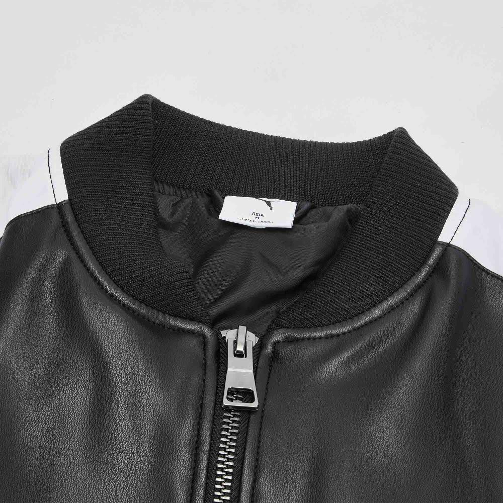 Puma Бомбер из искусственной кожи T7 с логотипом, свободного кроя, в стиле ретро, с бейсбольным воротником, на молнии, с длинным рукавом, унисекс, куртка 636319-01