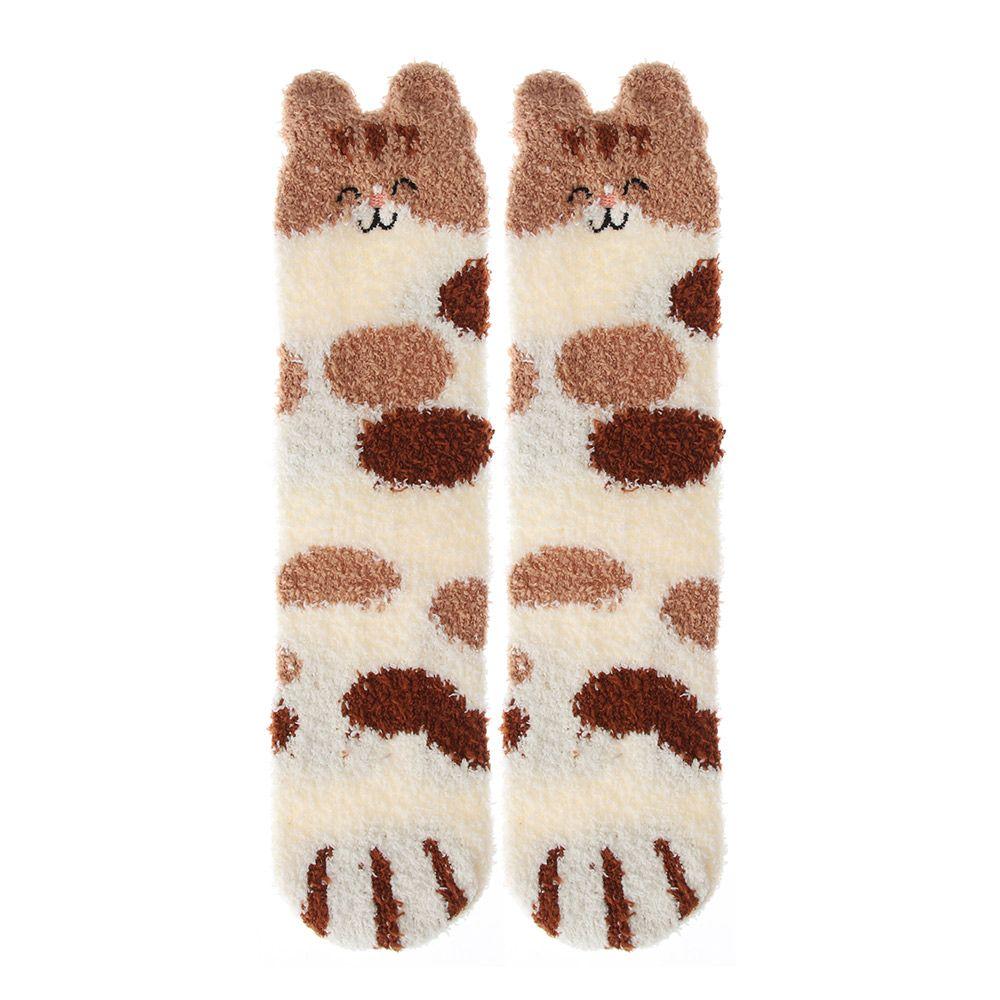 Подарок Пушистый мягкий плюшевый носок для сна Носки для пола Носки с рисунком лап Коралловые бархатные носки Кашемировые носки