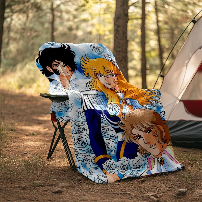 The Rose of Versailles Theme Printed Blanket - Perfect for Couch, Bed, Travel & Outdoor Use | Machine Washable, Cozy & Durable.