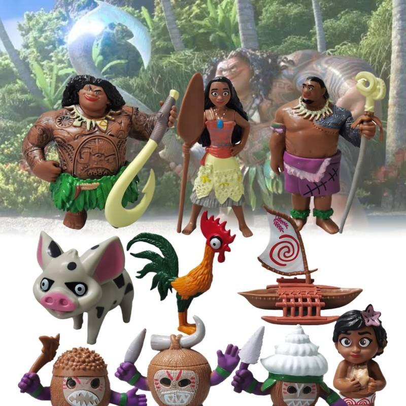 10pcs Figurine Moana Anime Statuary Cake Ornament Christmas Gifts Garnish Toys