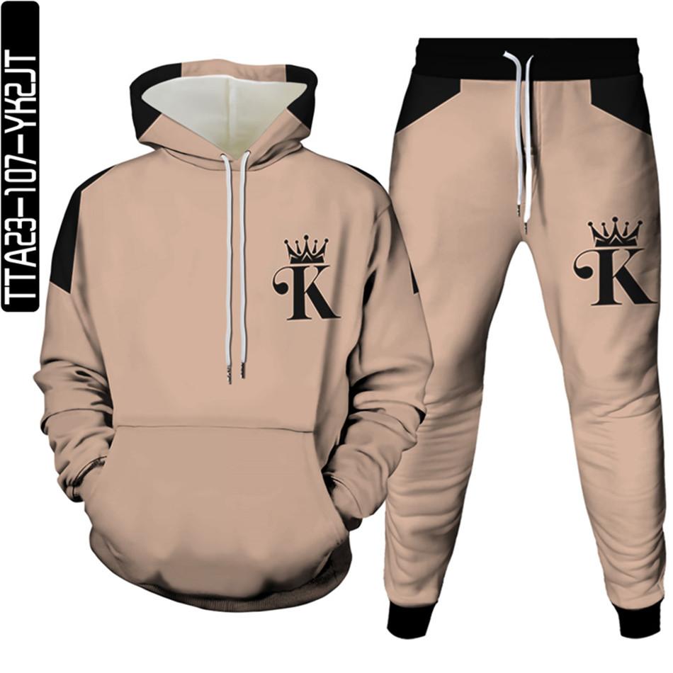 Мужская уличная модная одежда с покерным рисунком и 3D принтом, спортивный костюм Homme, комплект из 2 предметов, толстовки, спортивные штаны большого размера, S-6XL
