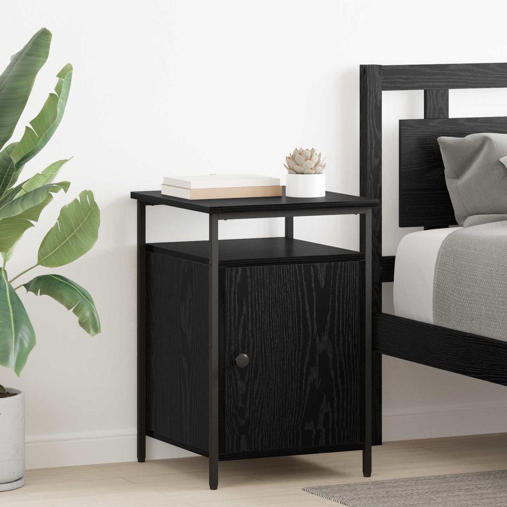Nightstand Set of 2 Black Oak Effect 40 x 42 x 60 cm