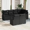 VidaXL 7-Piece Garden Sofa Set with Cushions In Black Poly Rattan 3346083