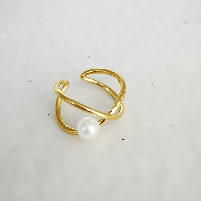 2025 Новое кольцо Infinity Universe Pearl Opening Ring Женское латунное вакуумное гальваническое покрытие 18-каратное золото Знаменитость Темперамент