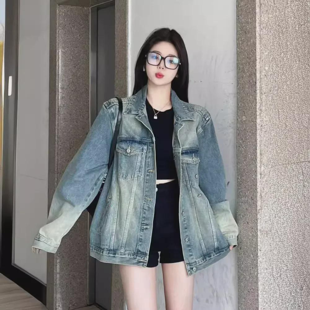 Женская куртка свободного покроя из денима в американском стиле в стиле ретро - стиль BF, рабочая одежда весна и осень