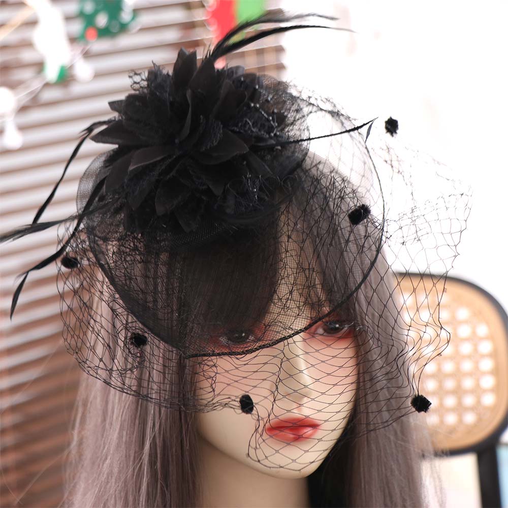 Hepburn Bride Veil Hairdband Wedding Mesh Veil Face Cover Elegant Bridal Headband  Headwear
