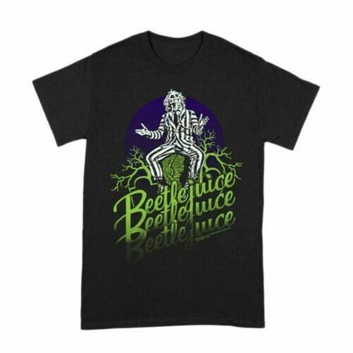Mens Beetlejuice Logo Faded Black Crew Neck T-Shirt