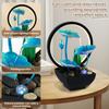 3-Tiers Water Li Leaf Small Waterfall Fountains Home Décor Soothing Sound Machine Desktop Fountains with LED Ring Lights Rocks