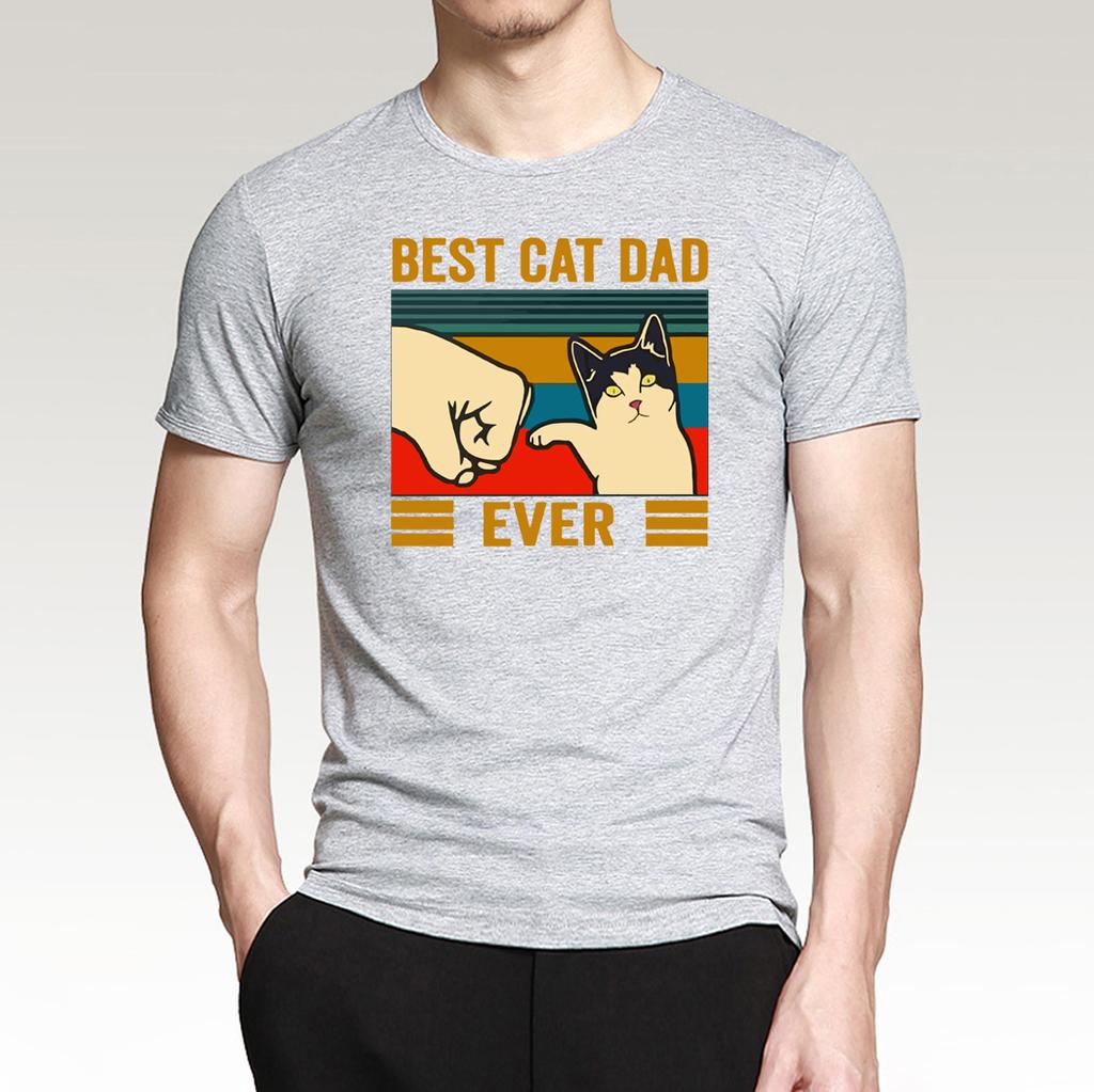 Best Cat Dad Ever Summer Men's T Shirt Cotton Short Sleeve Fashion Cute Streetwear Animal Cats Male Tops Casual Tshirt