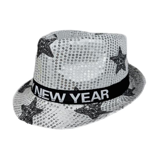 Шляпа с пайетками С Новым годом Джазовая шляпа Винтажная ковбойская вечеринка в клубном стиле Фотореквизит Блестящая фетровая шляпа для взрослых Головной убор для косплея Праздники Карнавал