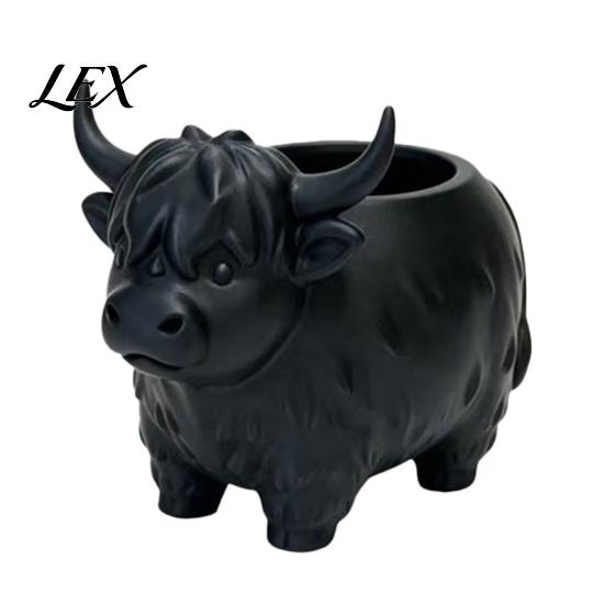 Breathable Planter Highland Cow Planter, Large Diameter Flower Pot, 3D Yak Matte Finish Plant Pot Shape PLA Desktop Nordic Style Home Decor Decoration