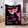 Pink Panther Flag Cartoon Print Blanket Camping Trip Sofa Blanket Outdoor Plush Blanket Nap Blanket Air Conditioning Blanket