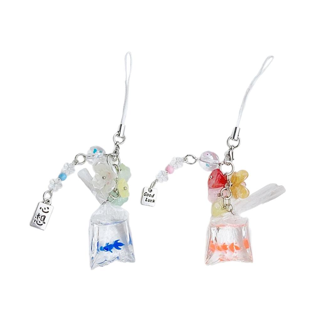 Sweet Small Fish Flowers Phone Charm Straps Car Key Hangings Pendants Fashion Bag Decoration Lanyard Purse Accessories