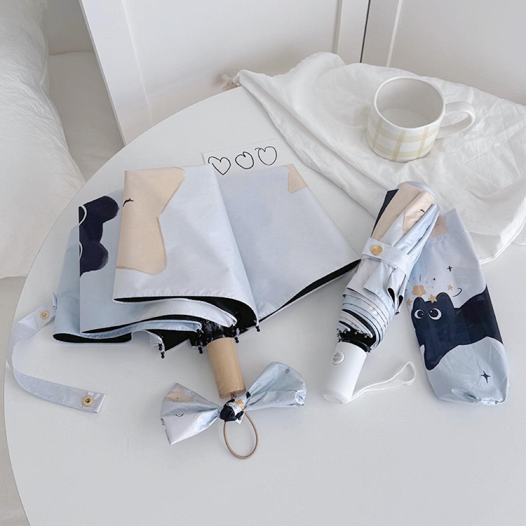 Зонт с мультяшным котом с 3 спицами, автоматический, легкий, зонт от солнца для кошек, защита от УФ-лучей, водонепроницаемый, складной зонт от солнца