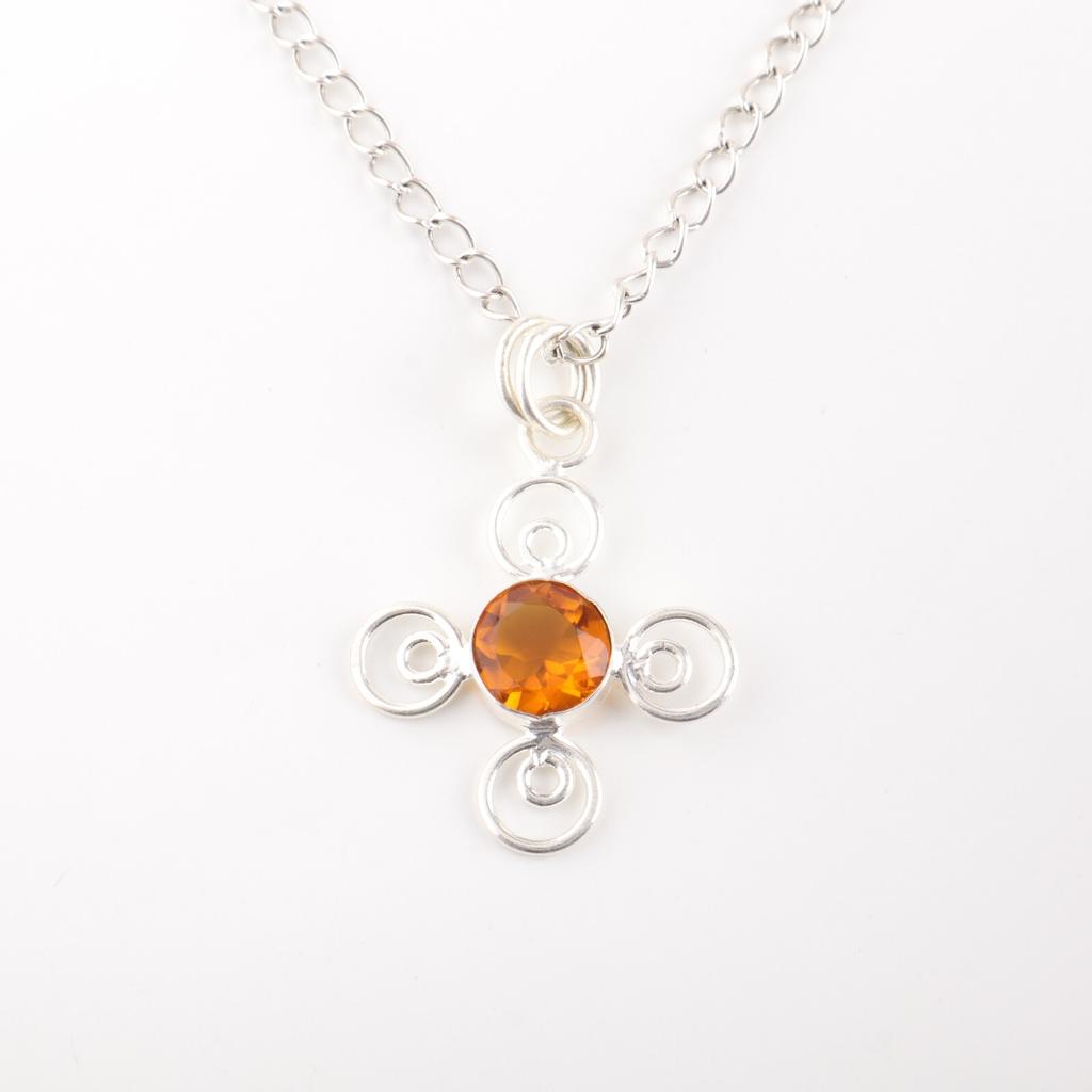 Citrine Gemstone 925 Sterling Silver Jewelry Handmade Pendant For Mother's Day PP-41-4