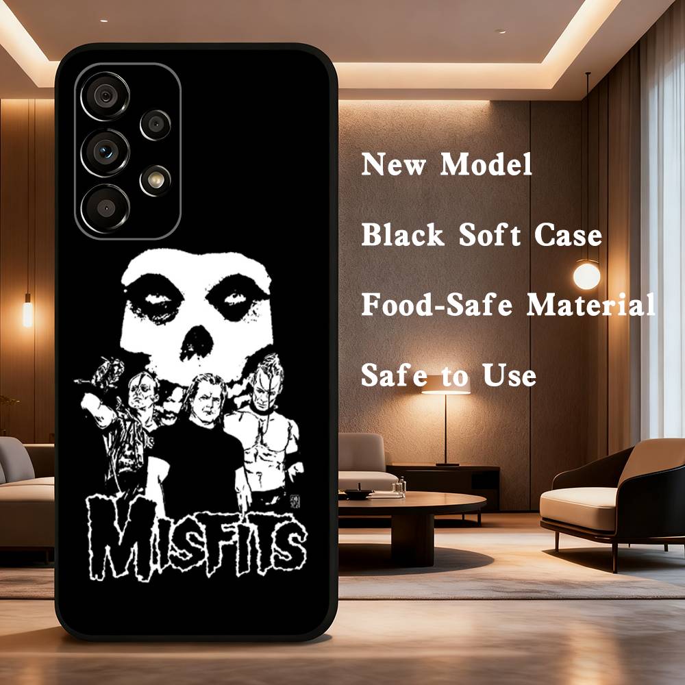 M-Misfits Rock Phone Case For Samsung Galaxy A73,31,32,72,41,53,52,71,22,5G,Note,J7,8,9 Soft Black Silicone Cover