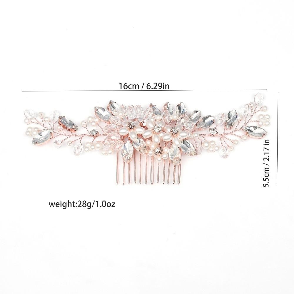 Flower Pearl Hair Combs Jewelry Toothed Insert Comb Creative Rhinestone Hairpin  Party