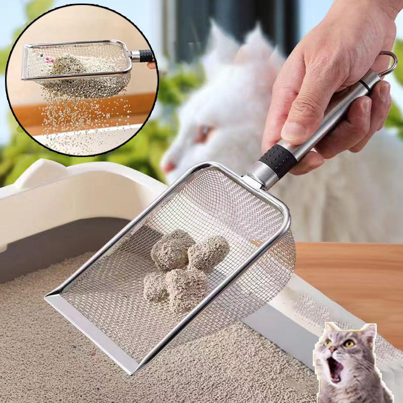 Cat Litter Scoops Pet Cleaning Tool Aluminum Alloy Cat Shovel For Cleaning Feces Fine Mesh Screen Cat Excrement Shovel Supplies