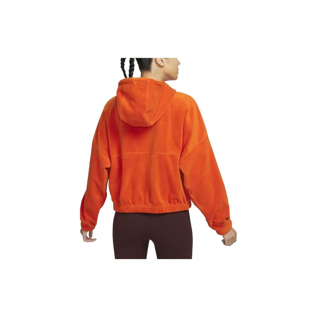Nike Куртка флисовая однотонная с капюшоном и застежкой-молнией Therma-Fit One Casual, женские куртки Campfire-Orange FB5639-893