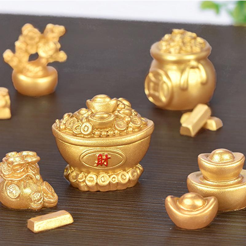 Микропейзаж DIY смоляные поделки новогодние золотые аксессуары слиток дерева тыква лодка