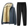 Men Tracksuit Sets Lambswool Thicken Warm Jacket Long Pants Zipper Sweatshirt Coat Trousers Outdoor Casual Fleece Sportswear