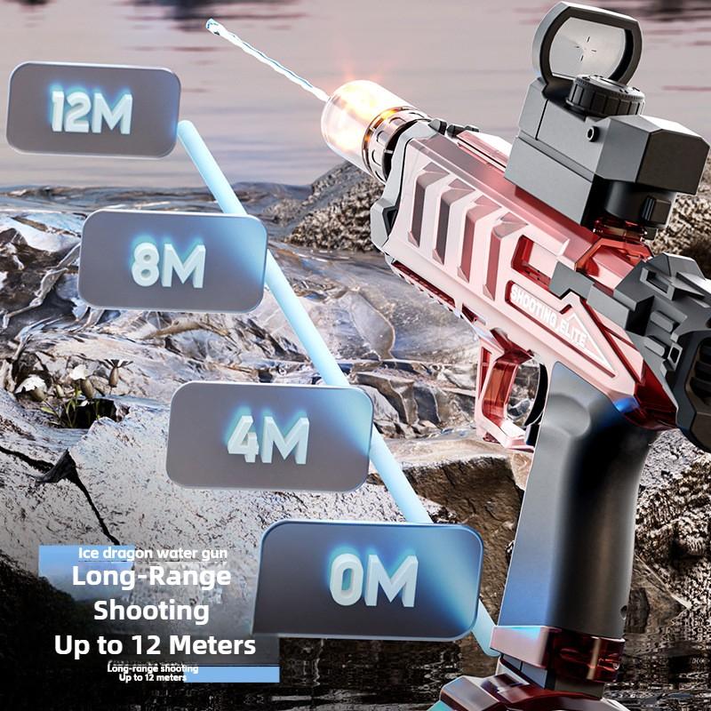 Электрический водяной пистолет высокого давления с эффектом имитации пламени, автоматическая непрерывная стрельба, летняя игрушка для бассейна на открытом воздухе для детей и взрослых