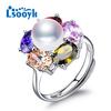Женское кольцо цветок с натуральным жемчугом от LSOOYH
