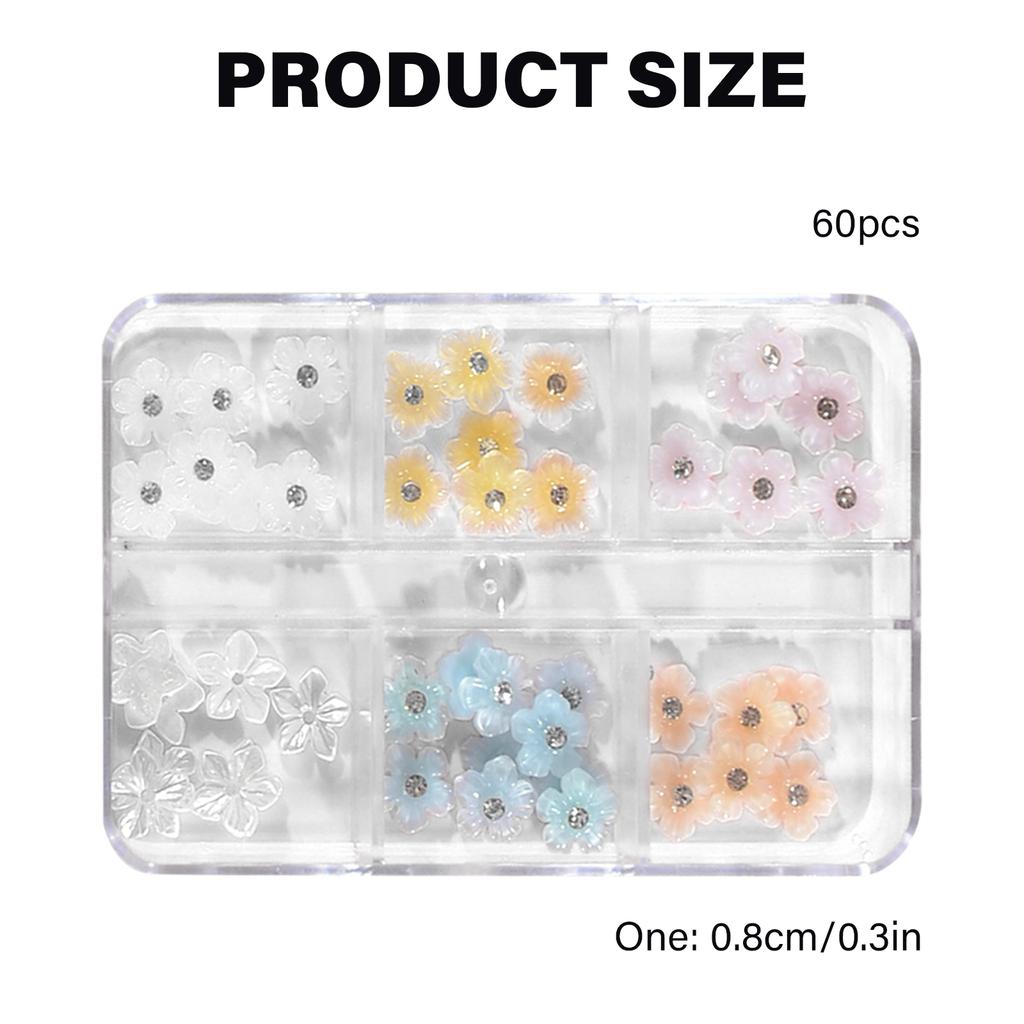 1Box 3D Flower Nails Charm Rhinestones Crafts Nails Art Accessories Resin Nails Decoration for Nails Enthusiasts