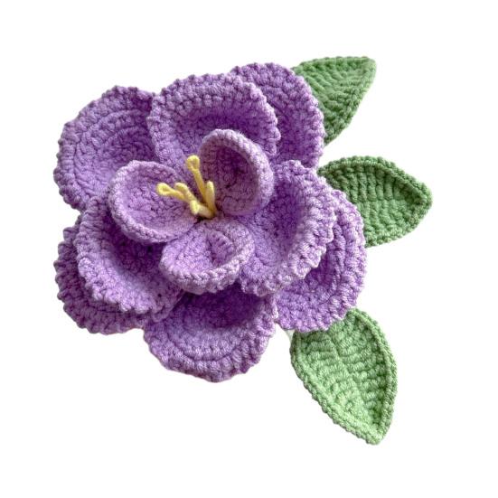 Ручная вязка крючком Цветок пиона Вязаный хлопковый букет пионов с листьями и длинным стеблем для свадебного домашнего декора Подарки на день рождения и годовщину