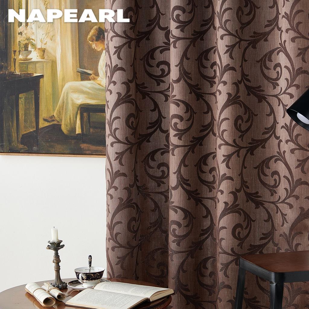 1 шт. NAPEARL 50-60% затемняющие коричневые европейские жаккардовые полузанавесные шторы с балдахином для гостиной, спальни, домашнего декора