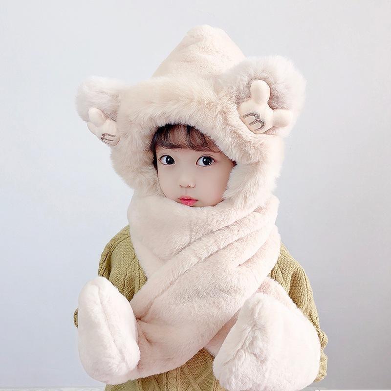 "Women's Winter Little Bear Hat, Scarf, and Gloves Set - Stylish and Warm"