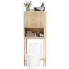 Meuble Wc Above Toilet Cabinet Bathroom Storage With Double Door Cupboard Shelves 66 X 25 X 168 Cm Oak