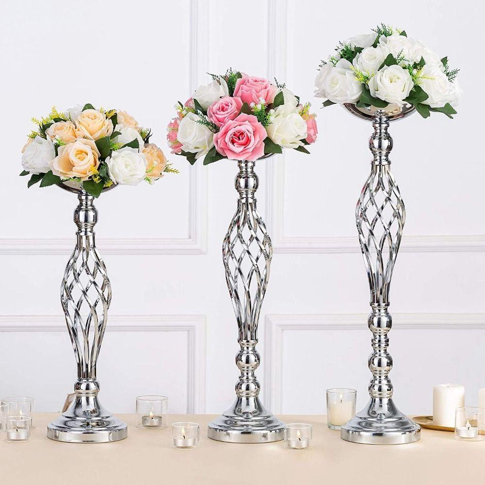 Romantic Golden Flower Stand Vintage Candle Holders Elegant Style Floral Display Rack  Party Dinner