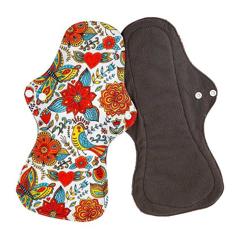 Органические бамбуковые угольно-угольные моющиеся гигиенические прокладки для менструации, обильные менструальные выделения, женские тканевые прокладки, многоразовые прокладки