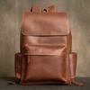 100% Genuine Leather Men's Backpack Vintege Hiking Backpack Casual School Backpack Brown Business   For 17 In Laptop  Bag