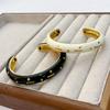 Enamel Retro Opening Bangle French Style Women's Hand Bracelet Simple Woman Cuff Bracelet  Gifts
