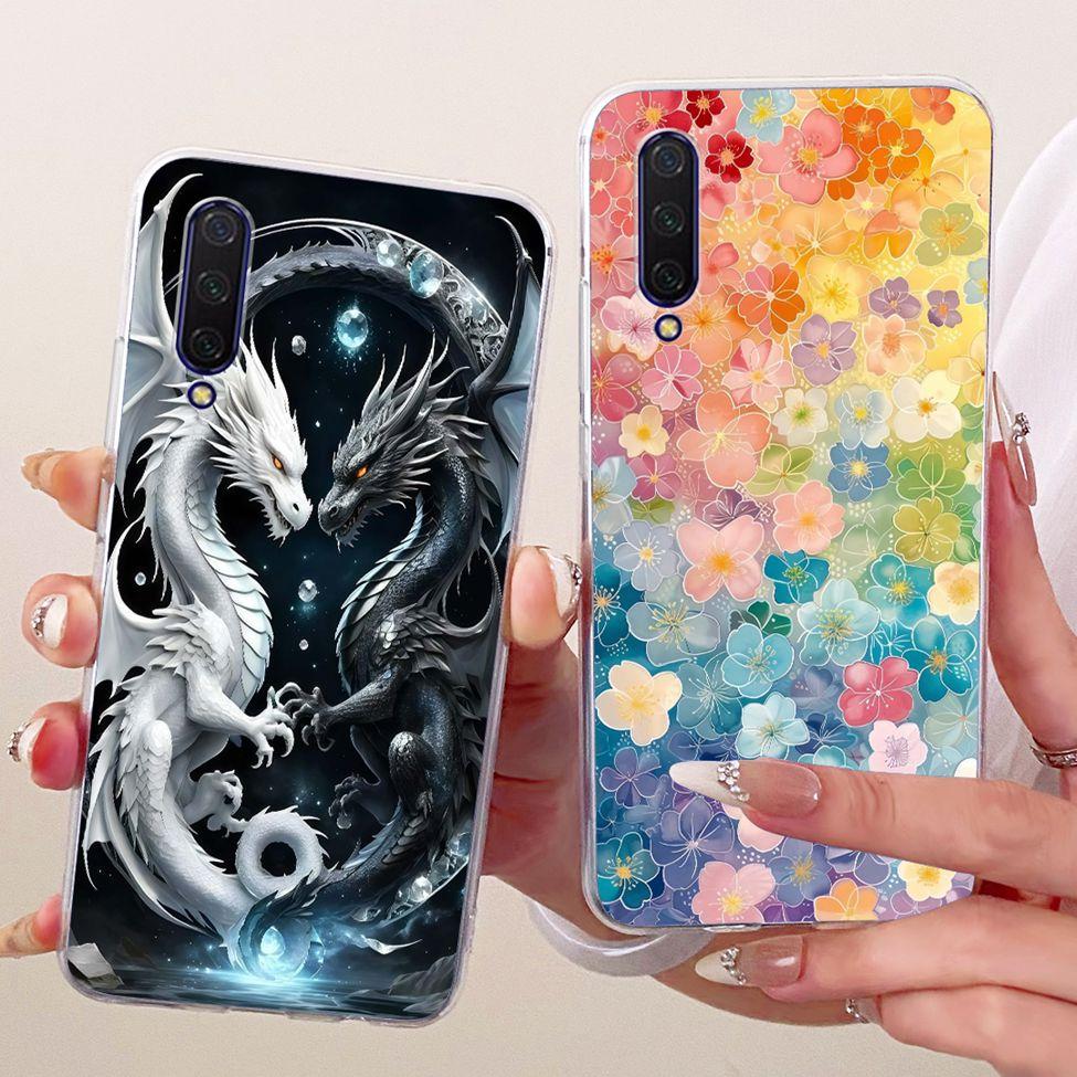 Transparent Casing For Xiaomi Mi9 Lite Case Cute Cat Fashion Butterfly Funny Cool Painted Cover M1904F3BG