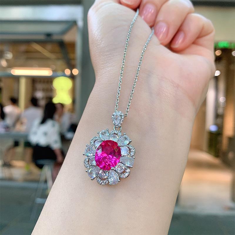 Красный корунд банкетный кулон имитация рубина кольцо женский дамский драгоценный камень комплект ювелирных изделий