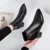 2025 New Autumn and Winter New Ankle Boots Thick Heel Pointed Toe Women Short Boots Leather Slim Boots Women Size42 Q233